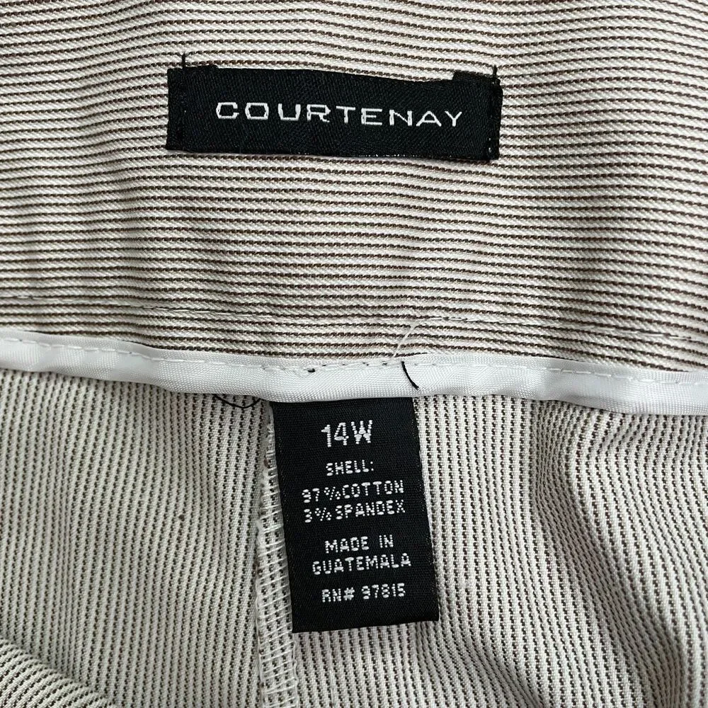 Courtenay High Rise Bermuda Dress Shorts Womens 14W White Brown Pinstriped NWT